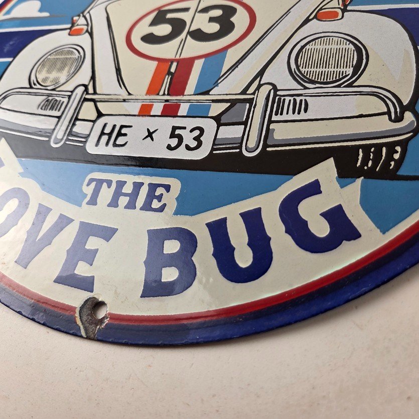 Vintage Volkswagen Sign - Porcelain VW Herbie Love Bug Car Sales Gas Ad Sign - Image 14