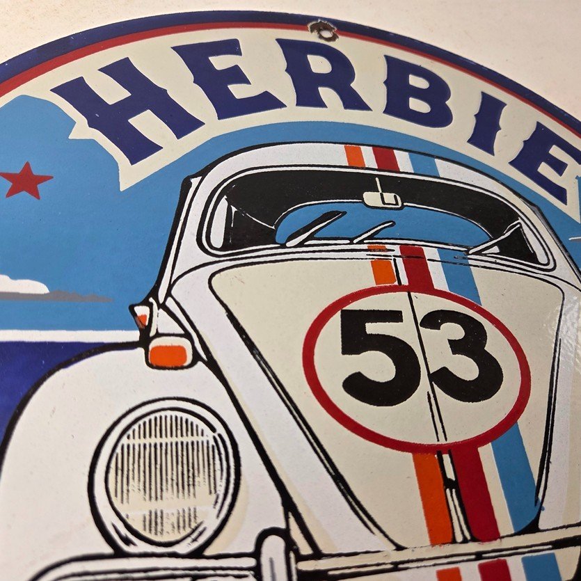 Vintage Volkswagen Sign - Porcelain VW Herbie Love Bug Car Sales Gas Ad Sign - Image 5