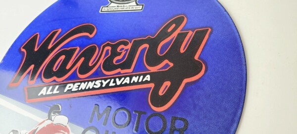 Vintage Waverly Motor Oil Porcelain Sign - Gasoline Racing Pump Plate Sign - Image 9