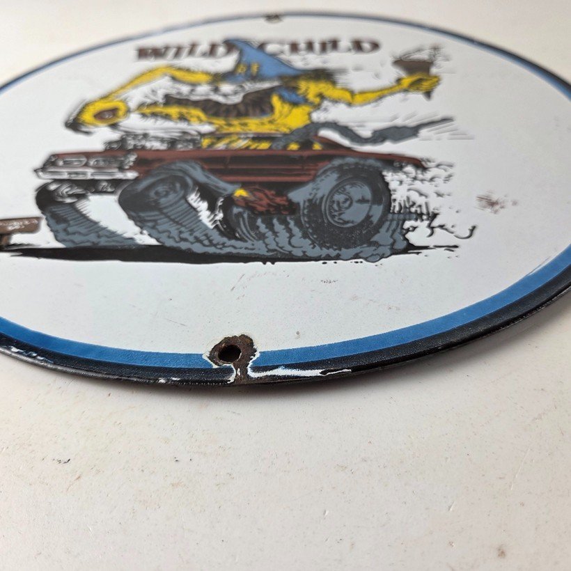 Vintage Wild Child Rat Fink Porcelain Sign - Ed Roth Monster Car Sign - Image 10
