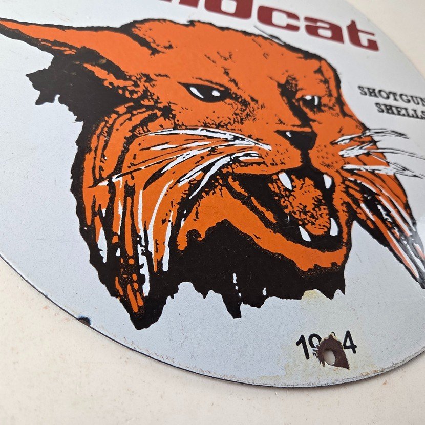 Vintage Winchester Porcelain Sign - Shot Gun Shells Wildcat Gas Pump Sign - Image 11