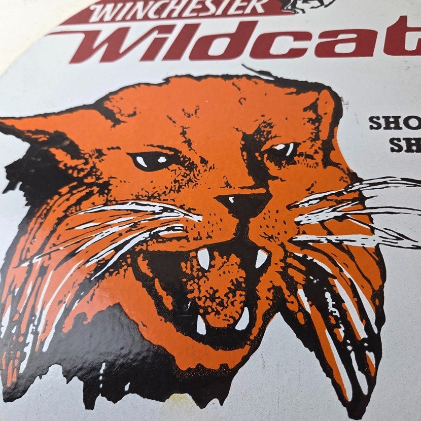 Vintage Winchester Porcelain Sign - Shot Gun Shells Wildcat Gas Pump Sign - Image 4