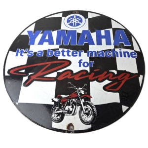 Vintage Yamaha Motorcycle Sign - Biker Automobile Gas Service Porcelain Sign