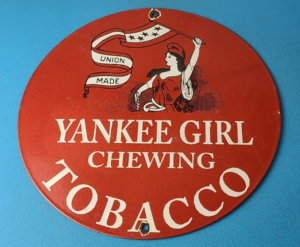 Vintage Yankee Girl Tobacco Sign Chewing Gas Pump Plate Porcelain Sign 305848906372