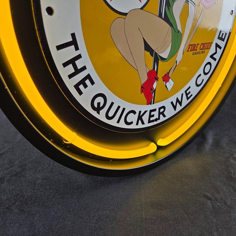 Real Authentic Neon Can - Yellow Glass Tube Vintage Display Gas Porcelain Sign - Image 13