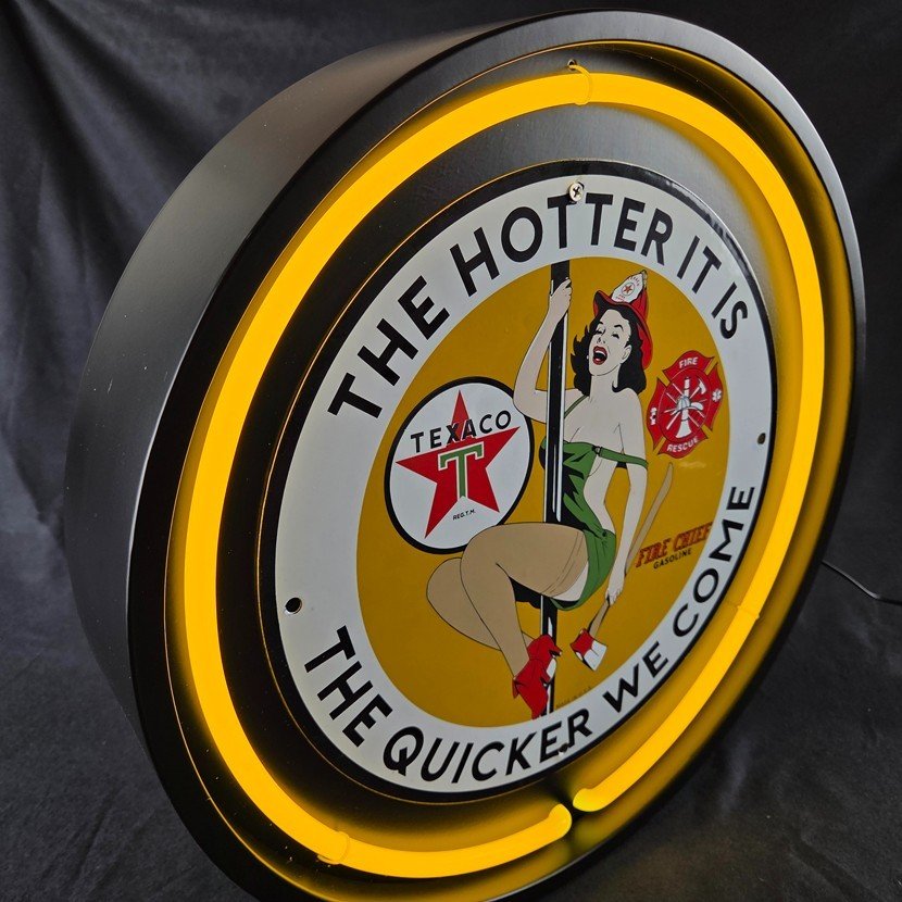 Real Authentic Neon Can - Yellow Glass Tube Vintage Display Gas Porcelain Sign - Image 14