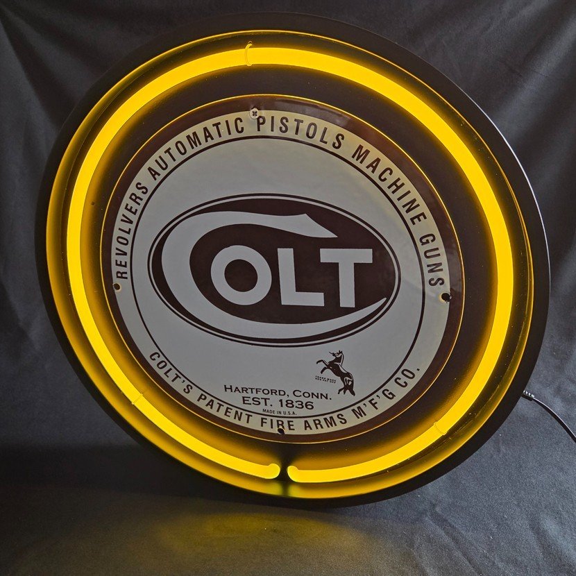 Real Authentic Neon Can - Yellow Glass Tube Vintage Display Gas Porcelain Sign - Image 18