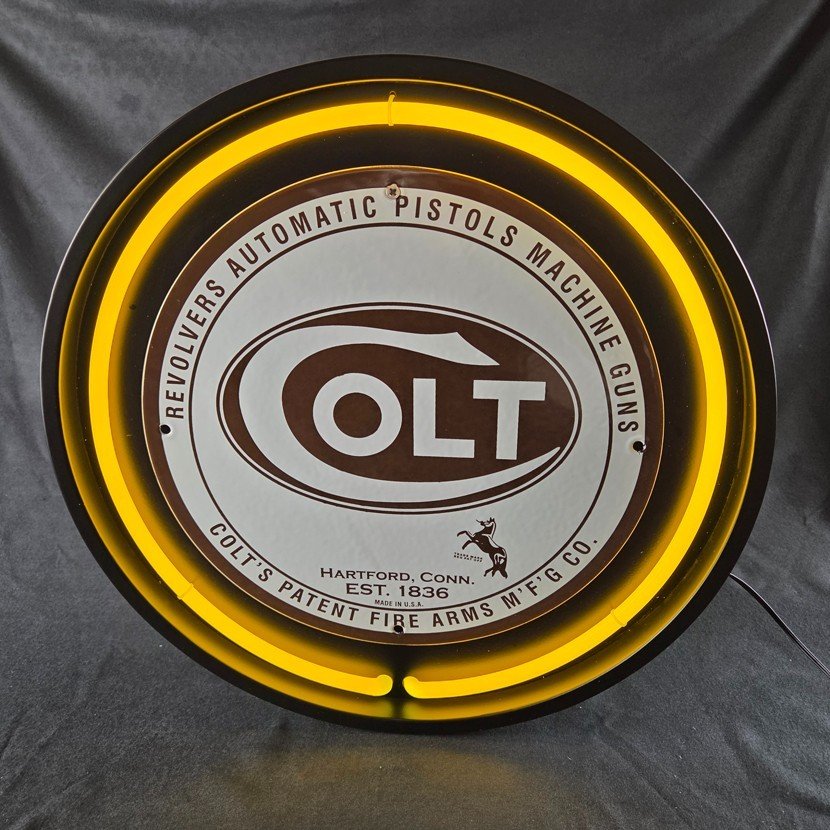 Real Authentic Neon Can - Yellow Glass Tube Vintage Display Gas Porcelain Sign - Image 19