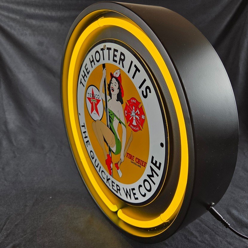 Real Authentic Neon Can - Yellow Glass Tube Vintage Display Gas Porcelain Sign - Image 3