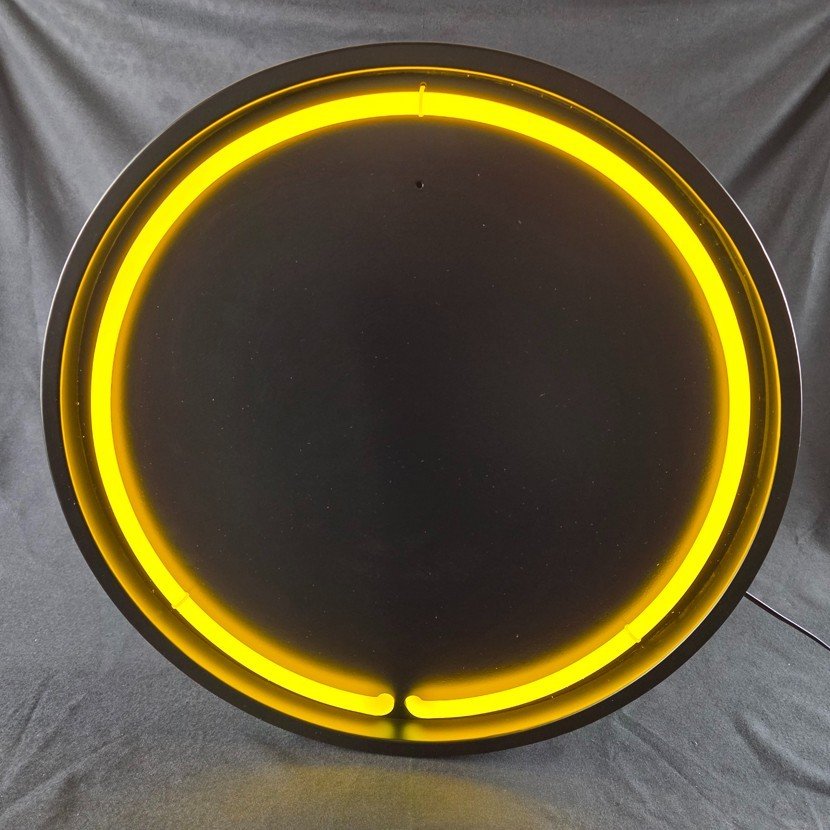 Real Authentic Neon Can - Yellow Glass Tube Vintage Display Gas Porcelain Sign - Image 5