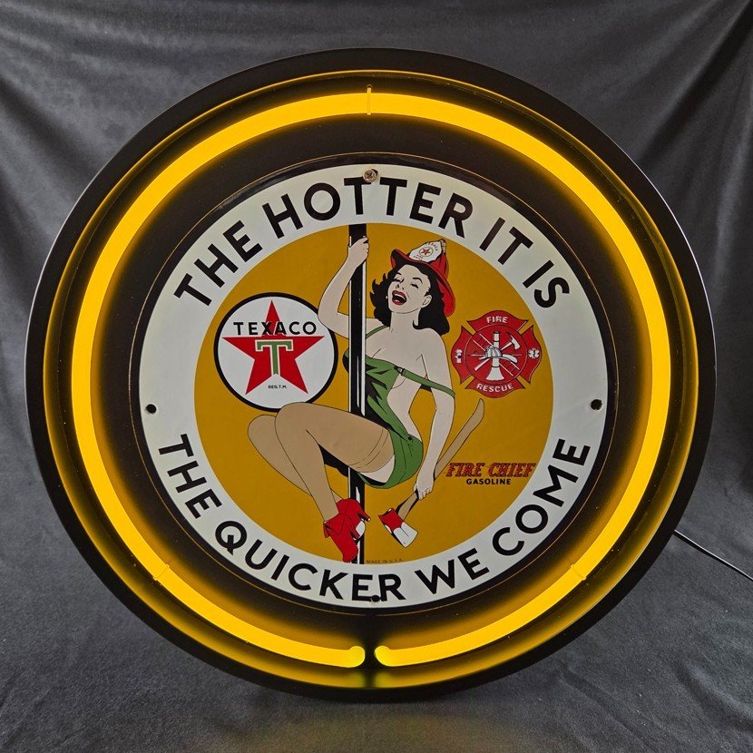 Real Authentic Neon Can - Yellow Glass Tube Vintage Display Gas Porcelain Sign - Image 6