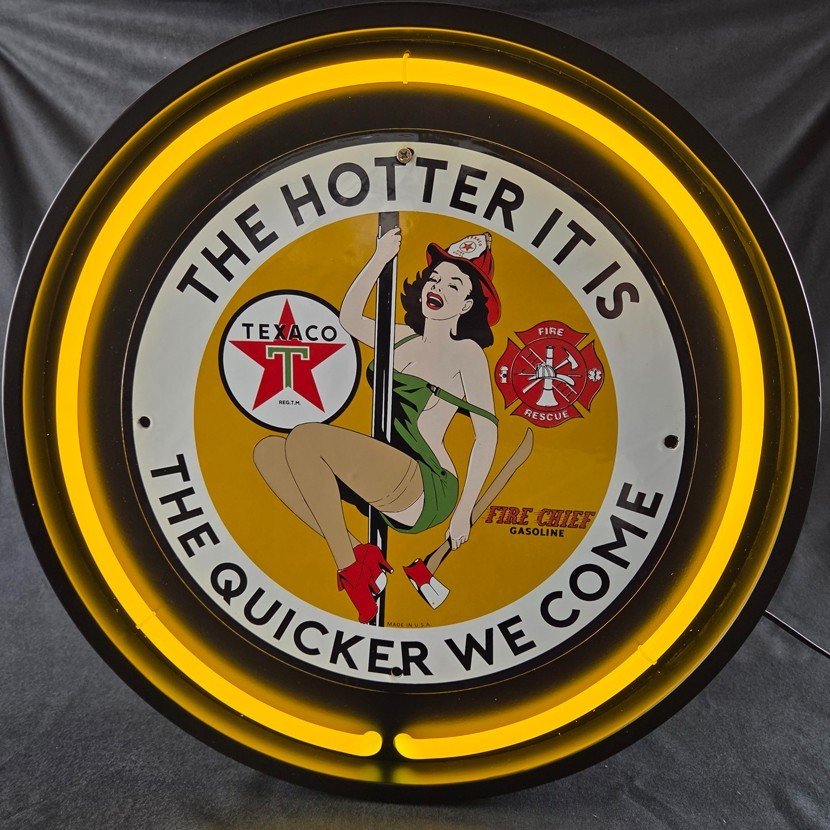 Real Authentic Neon Can - Yellow Glass Tube Vintage Display Gas Porcelain Sign - Image 7