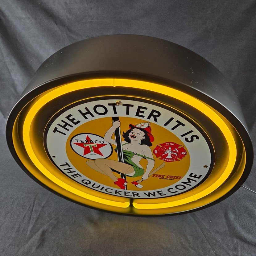 Real Authentic Neon Can - Yellow Glass Tube Vintage Display Gas Porcelain Sign - Image 8