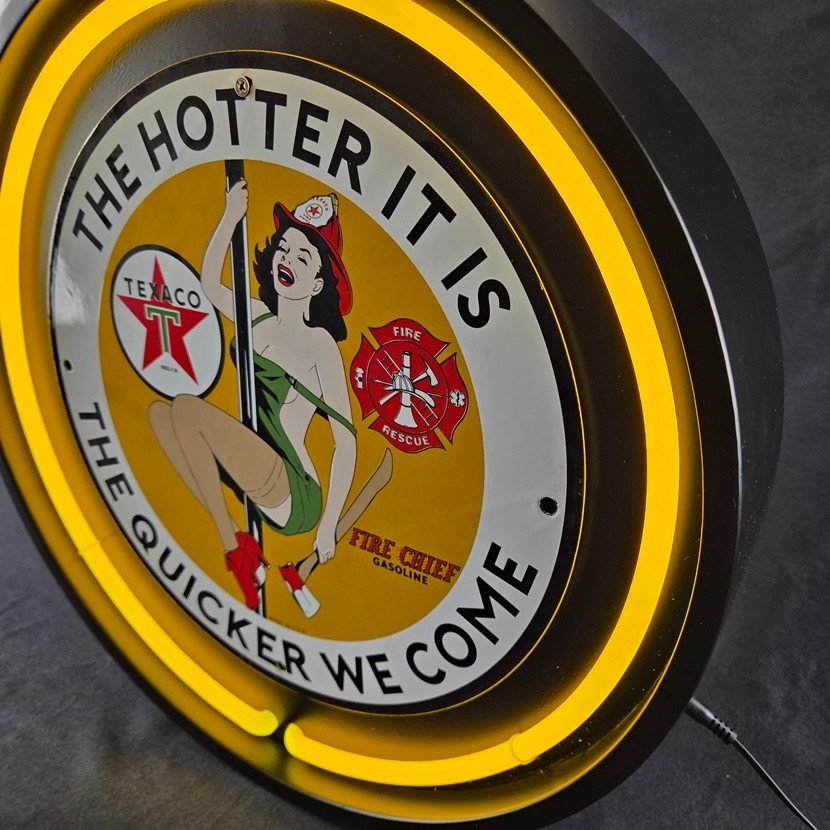 Real Authentic Neon Can - Yellow Glass Tube Vintage Display Gas Porcelain Sign - Image 9