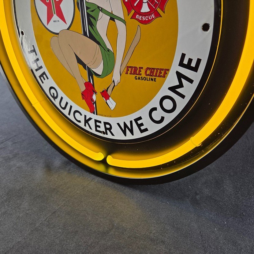 Real Authentic Neon Can - Yellow Glass Tube Vintage Display Gas Porcelain Sign - Image 10