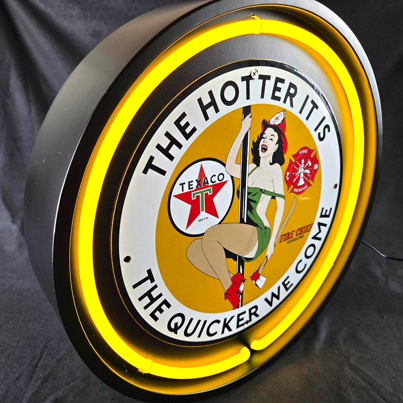 Real Authentic Neon Can - Yellow Glass Tube Vintage Display Gas Porcelain Sign