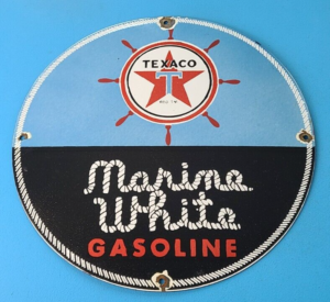 VINTAGE 16 TEXACO GASOLINE PORCELAIN MARINE WHITE GAS SERVICE STATION PUMP SIGN 305859171903