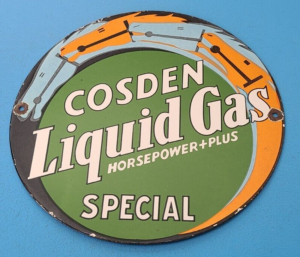 VINTAGE COSDEN GASOLINE PORCELAIN LIQUID GAS OIL SERVICE STATION PUMP PLATE SIGN 305860688953