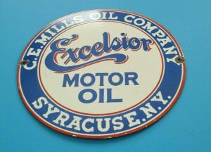 VINTAGE EXCELSIOR PORCELAIN MILLS OIL COMPANY SERVICE STATION PUMP LUBESTER SIGN 305846906303