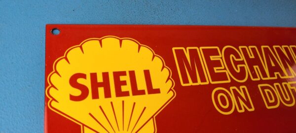 VINTAGE SHELL PORCELAIN GAS MOTOR OIL MECHANIC SERVICE STATION PUMP PLATE SIGN 305768691963 4