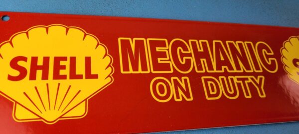 VINTAGE SHELL PORCELAIN GAS MOTOR OIL MECHANIC SERVICE STATION PUMP PLATE SIGN 305768691963 6