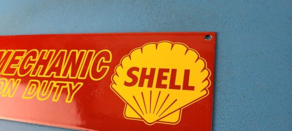 VINTAGE SHELL PORCELAIN GAS MOTOR OIL MECHANIC SERVICE STATION PUMP PLATE SIGN 305768691963 7