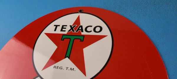 VINTAGE TEXACO GASOLINE PORCELAIN ETHYL GAS SERVICE STATION PUMP AD SIGN