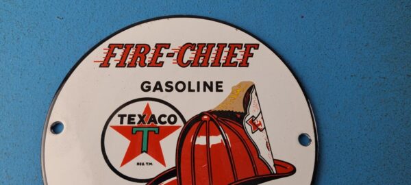 VINTAGE TEXACO GASOLINE PORCELAIN GAS OIL PUMP FIRE CHIEF SERVICE STATION SIGN 305324346223 2