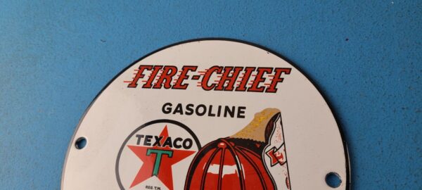 VINTAGE TEXACO GASOLINE PORCELAIN GAS OIL PUMP FIRE CHIEF SERVICE STATION SIGN 305324346223 7