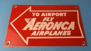Vintage Aeronca Airplanes Sign - Aviation Single Engine Gas Pump Porcelain Sign