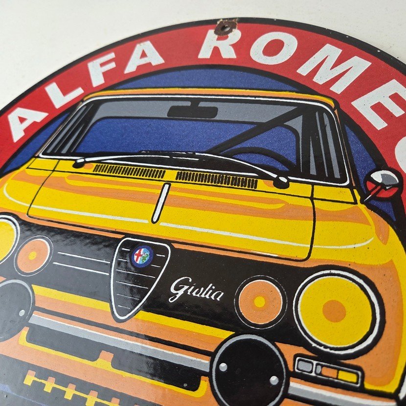 Vintage Alfa Romeo Milano Sign - Porcelain Dealership Gas Pump Italian Sign - Image 12