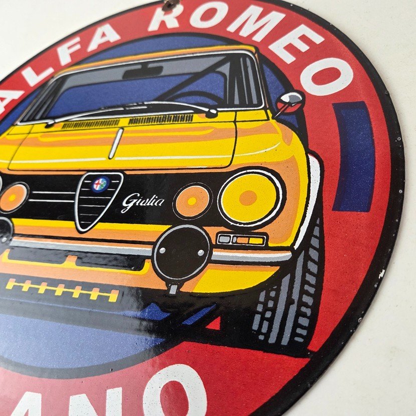 Vintage Alfa Romeo Milano Sign - Porcelain Dealership Gas Pump Italian Sign - Image 13