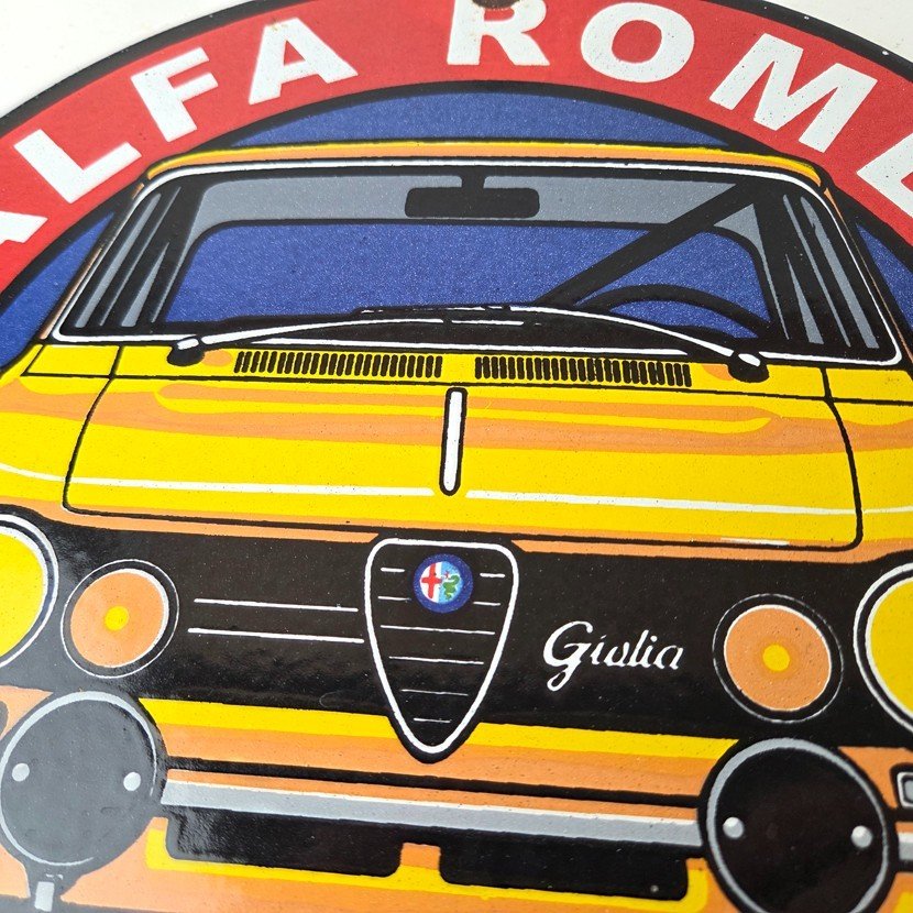 Vintage Alfa Romeo Milano Sign - Porcelain Dealership Gas Pump Italian Sign - Image 3