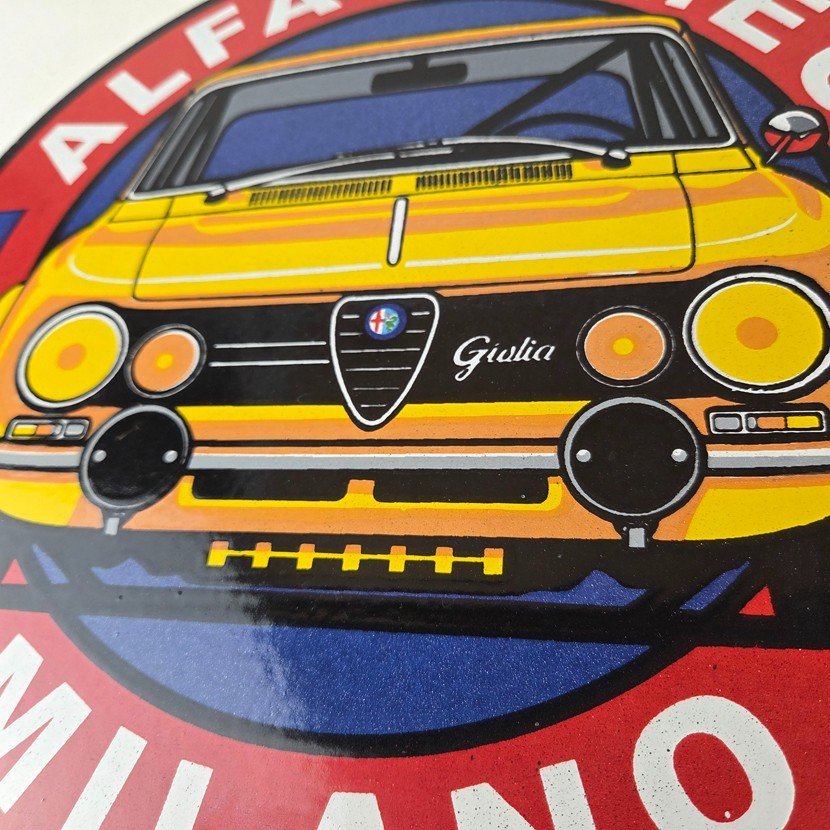 Vintage Alfa Romeo Milano Sign - Porcelain Dealership Gas Pump Italian Sign - Image 4