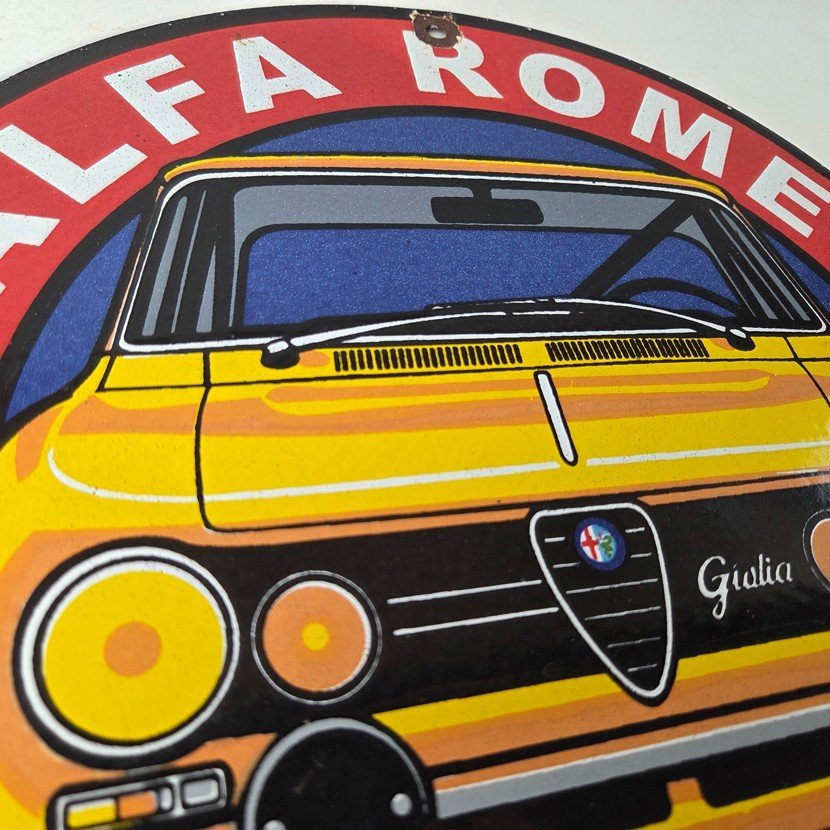 Vintage Alfa Romeo Milano Sign - Porcelain Dealership Gas Pump Italian Sign - Image 5