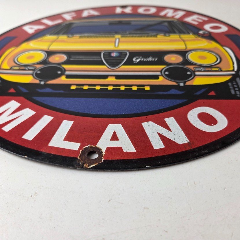 Vintage Alfa Romeo Milano Sign - Porcelain Dealership Gas Pump Italian Sign - Image 10