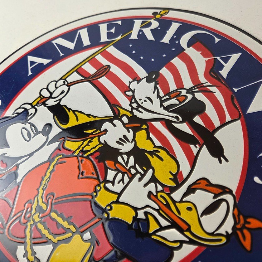 Vintage American Gasoline Porcelain Sign - Mickey Disney Gas Pump Plate Sign - Image 12