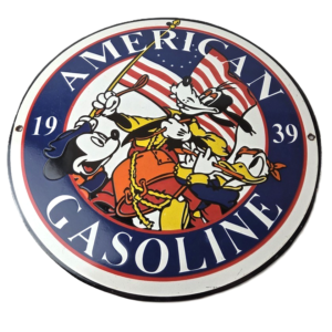 Vintage American Gasoline Porcelain Sign - Mickey Disney Gas Pump Plate Sign