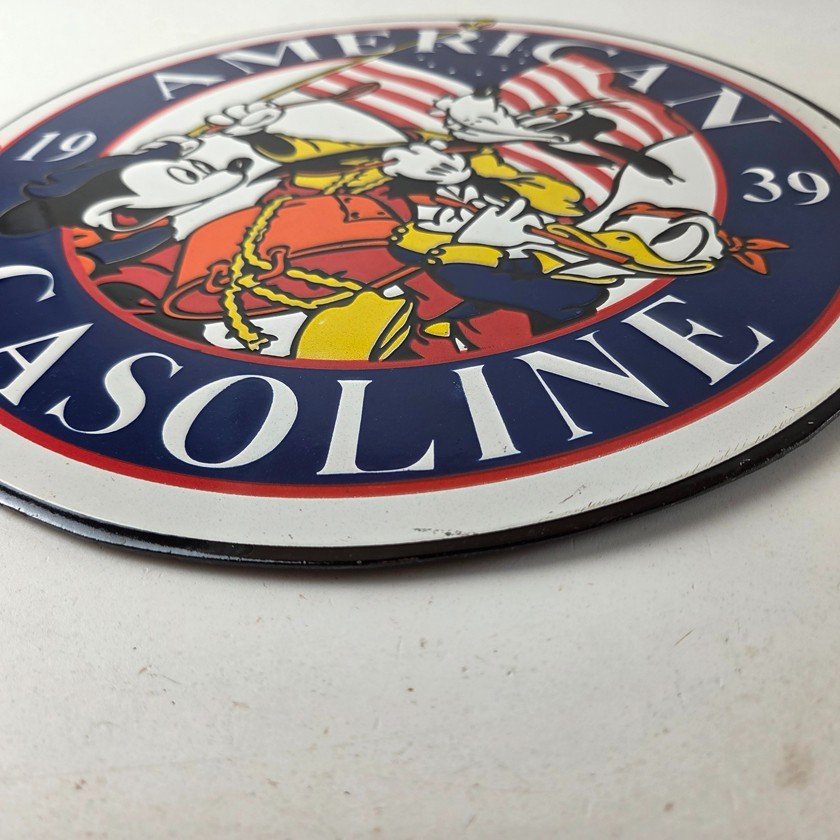 Vintage American Gasoline Porcelain Sign - Mickey Disney Gas Pump Plate Sign - Image 10