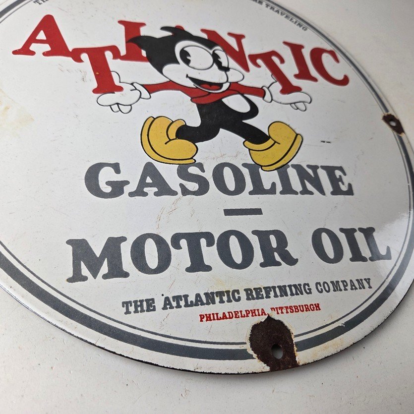 Vintage Atlantic Gasoline Sign - Service Station Gas Pump Porcelain Sign - Image 11