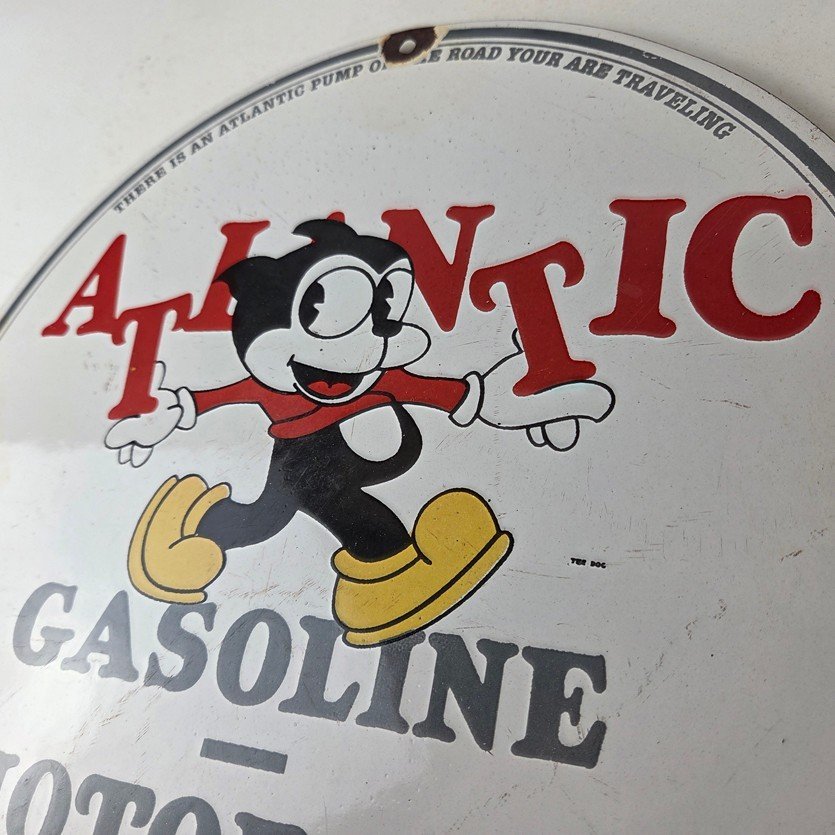 Vintage Atlantic Gasoline Sign - Service Station Gas Pump Porcelain Sign - Image 12