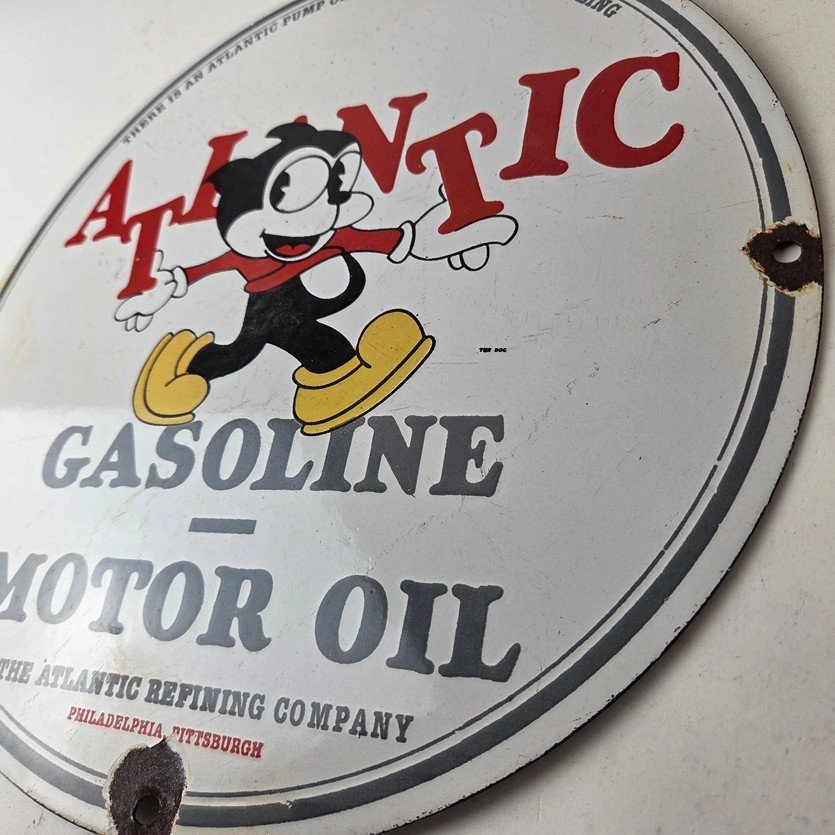 Vintage Atlantic Gasoline Sign - Service Station Gas Pump Porcelain Sign - Image 13