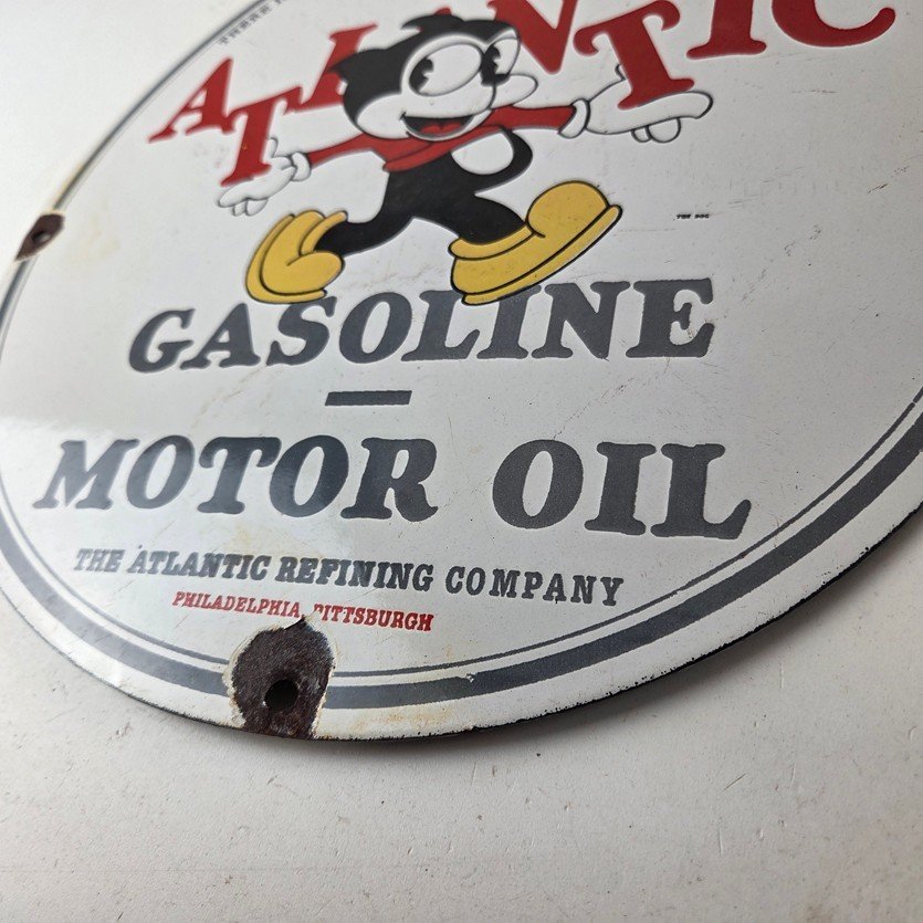 Vintage Atlantic Gasoline Sign - Service Station Gas Pump Porcelain Sign - Image 14