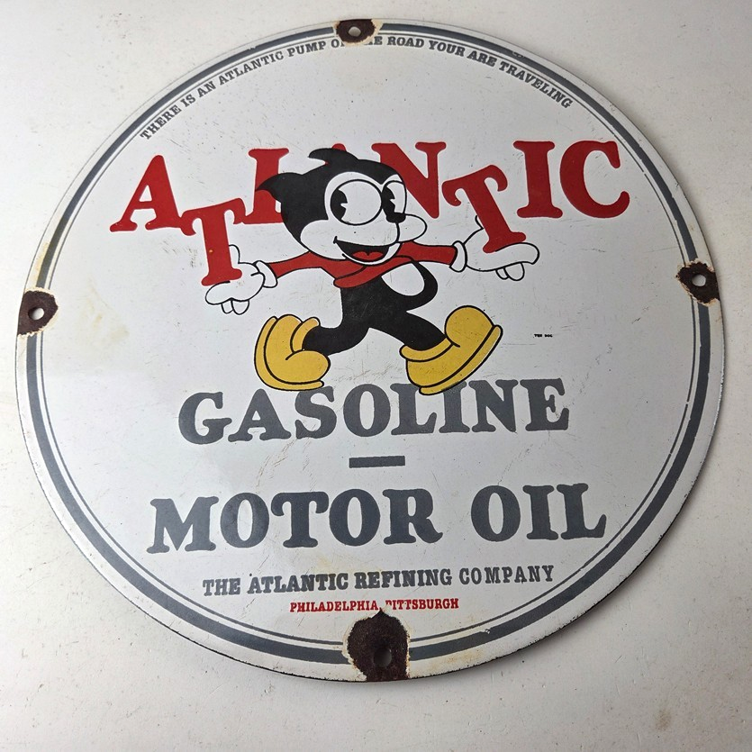 Vintage Atlantic Gasoline Sign - Service Station Gas Pump Porcelain Sign - Image 15