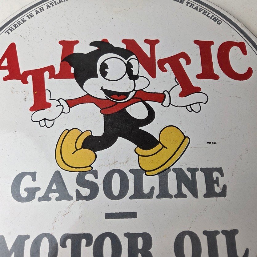Vintage Atlantic Gasoline Sign - Service Station Gas Pump Porcelain Sign - Image 3