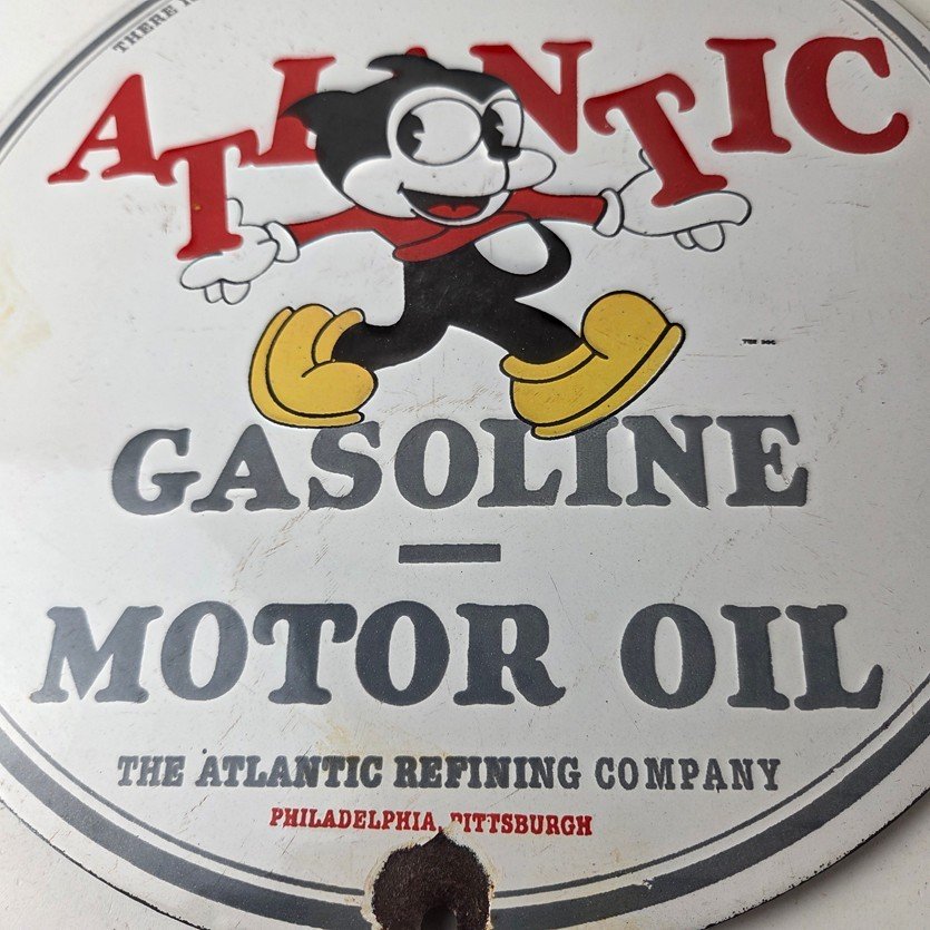 Vintage Atlantic Gasoline Sign - Service Station Gas Pump Porcelain Sign - Image 4