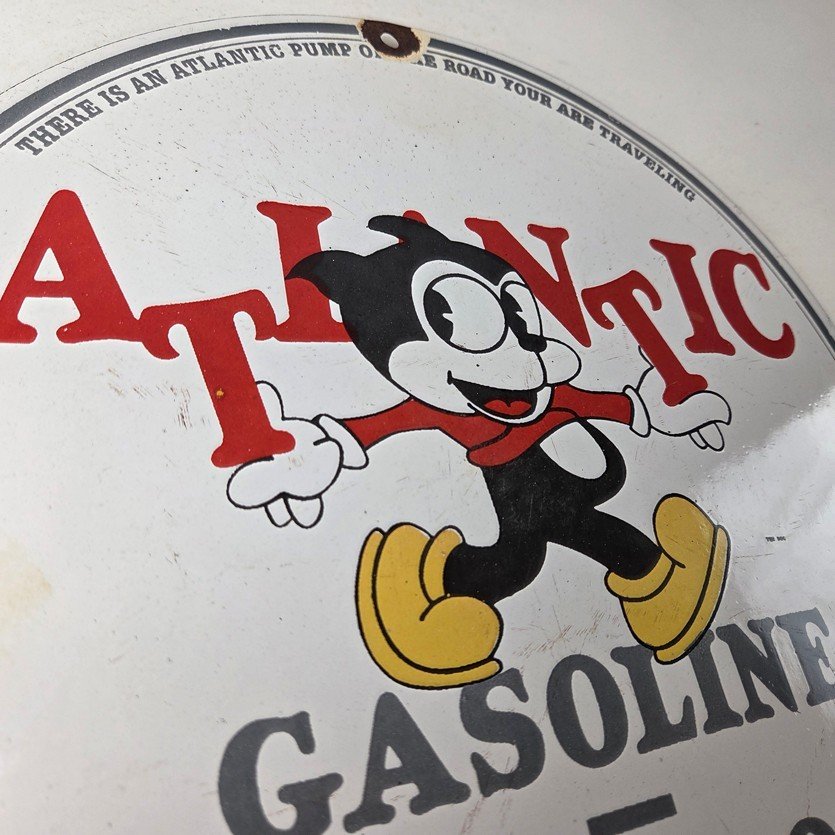Vintage Atlantic Gasoline Sign - Service Station Gas Pump Porcelain Sign - Image 5