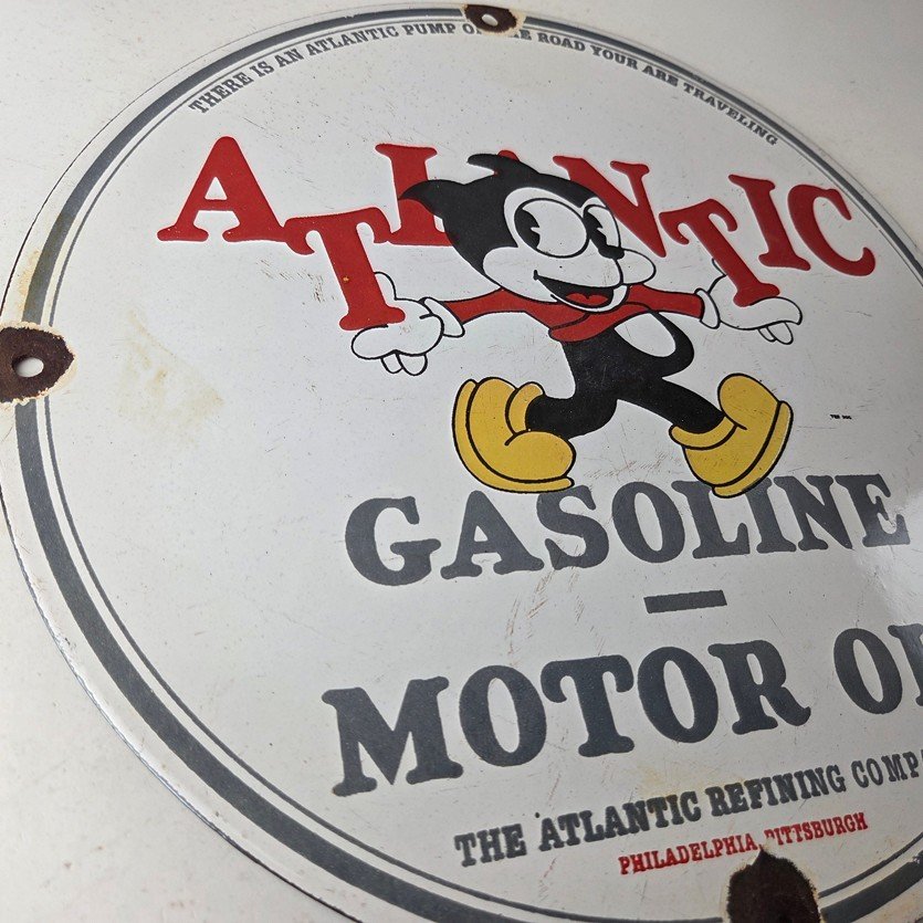 Vintage Atlantic Gasoline Sign - Service Station Gas Pump Porcelain Sign - Image 6