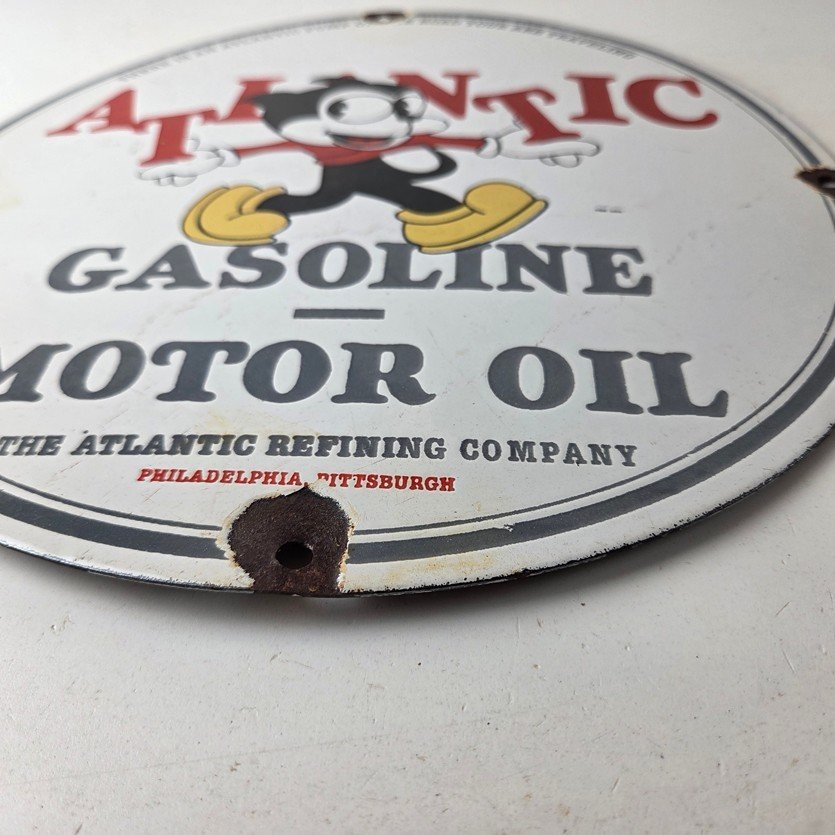 Vintage Atlantic Gasoline Sign - Service Station Gas Pump Porcelain Sign - Image 10