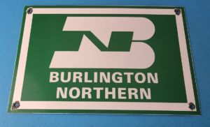 Vintage BNSF Sign Burlington Northern Railroad Porcelain Gas Pump Sign 305872117133